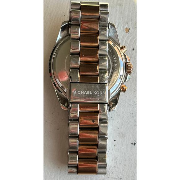 Michael Kors Bradshaw Chronograph Two-Tone MK5606 Women's Navy Face Watch $375 - Picture 3 of 16